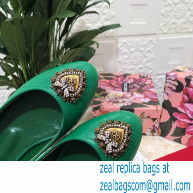 Dolce  &  Gabbana Leather Devotion Flats Slippers Green 2021